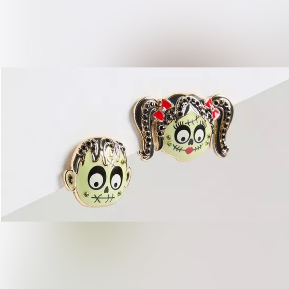 Torrid Mr. & Mrs. Halloween Statement Post Earrings Zombie Frankenstein Monster